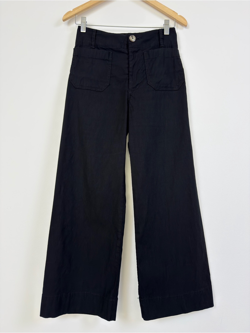 Maeve Anthropologie The Colette Wide Leg Pants Women’s 26 Black Linen Blend